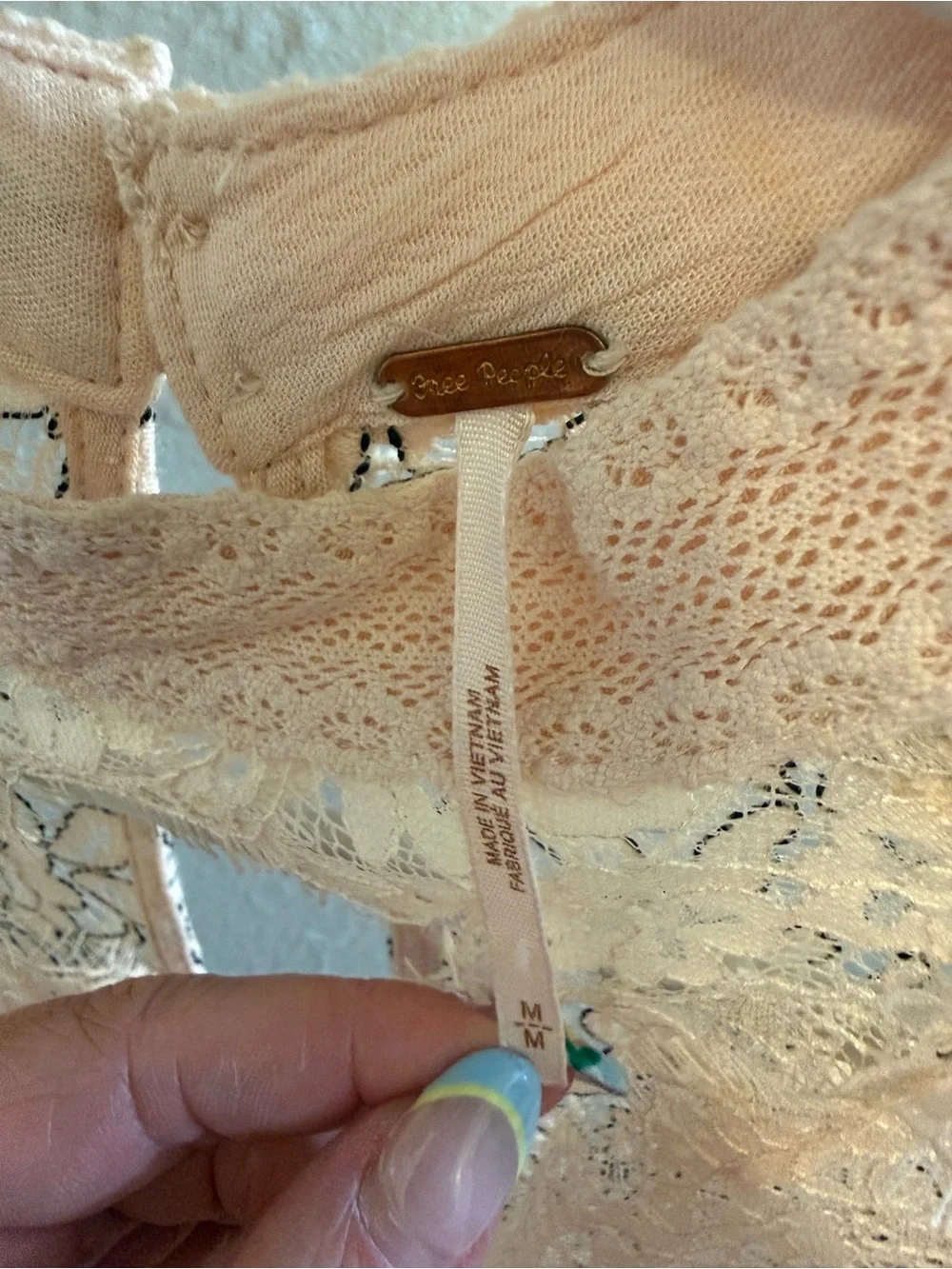 Free People Secret Origins Pieced Lace Tunic Pink Size M